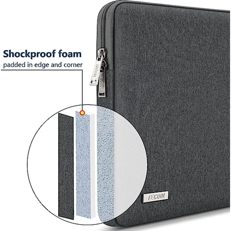 TECOOL 13,3 Zoll Laptop Tasche für MacBook Air/Pro, wasserdichte Schutzhülle mit stoßfestem Polsterschaum, Space Grau – Bild 4