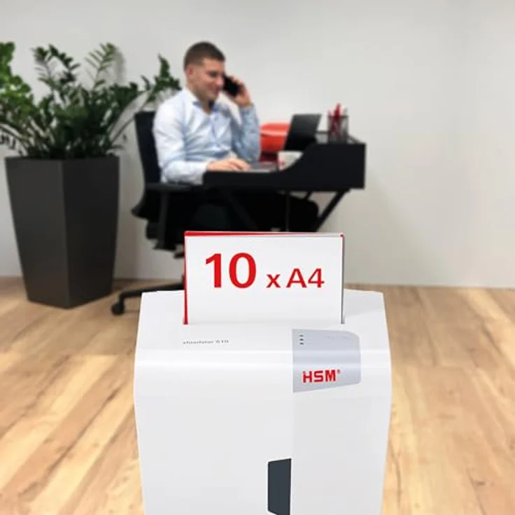 HSM shredstar S10 Aktenvernichter, Sicherheitsstufe P-2, 10 Blatt (Streifenschnitt) mit CD-Schredder – Bild 3