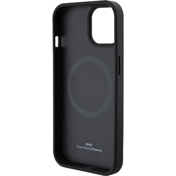 BMW BMHMP15SSLLBK iPhone 15 6.1" Hardcase in Schwarz mit Magsafe und geprägtem Logo aus natürlichen Materialien – Bild 6