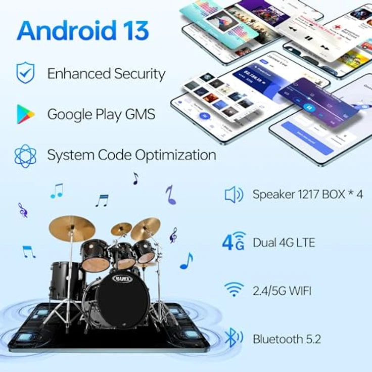 OUKITEL OT5 Tablet 12 Zoll - 36(12+24) GB RAM +256GB ROM (2TB TF) Helio G99 Octa-Core Tablet Android 13, 11000mAh Gaming Tablet, 2K Display, 16MP+5MP Dual SIM Tablet PC, 4G LTE/5G WiFi/TÜV/GPS, Grau – Bild 5