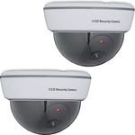 Relaxdays 2 x Kamera Dummy, blinkendes LED-Licht, innen & außen, Einbrecher Abschreckung, Überwachungskamera Attrappe, weiß