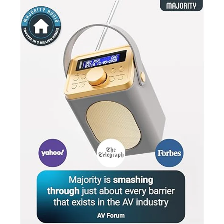 MAJORITY Little Shelford DAB Plus Radio, Küchenradio mit Bluetooth, 15 Stunden Batteriebetrieb, Doppelalarm, Grau – Bild 4