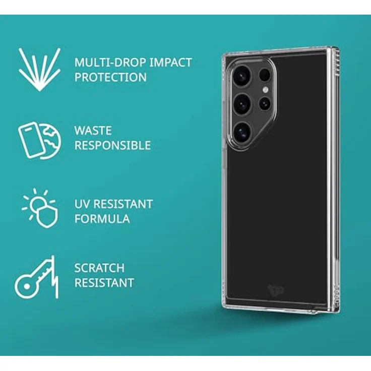 tech21 Evo Clear für Samsung S24 Ultra - Clear, 3,6 m Aufprallschutz, kratzfest, UV-beständig, verbesserter Kameraschutz – Bild 3