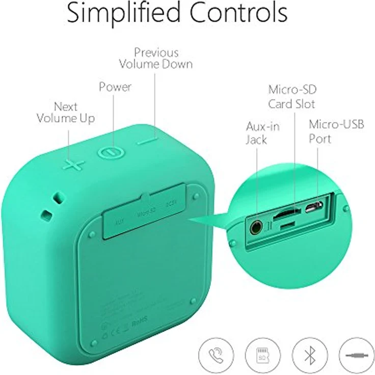 MIFA A1 Mini Lautsprecher Bluetooth, Technologie True Wireless Stereo, 15 Stunden Spielzeit, IP56 Wasserfester und Staubdichter Wireless Speaker mit 3,5mm Audio-Eingang, grün – Bild 3