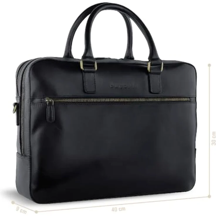 Bugatti Aktentasche Remo Briefcase Large, Notebooktasche, Schwarz, aus hochwertigem Rindleder hergestellt – Bild 2