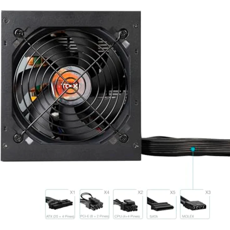 Tooq Technology TQHELIOS-850SP, 850 W PC-Netzteil mit 80 PLUS Bronze-Zertifizierung, Schwarz – Bild 3