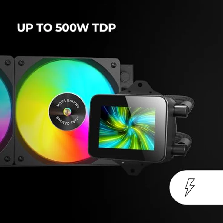 Mars Gaming ML-Vision 240 RGB, AIO-Wasserkühlung mit 4:3-IPS-LCD-Bildschirm, 500 W TDP, Schwarz – Bild 3
