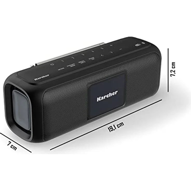 Karcher DAB Go tragbarer Bluetooth Lautsprecher & Digitalradio DAB+ / UKW Radio mit 2, 4" Farbdisplay/Wecker / 5 Watt Stereo-Sound/USB-C/Akku, Schwarz – Bild 2