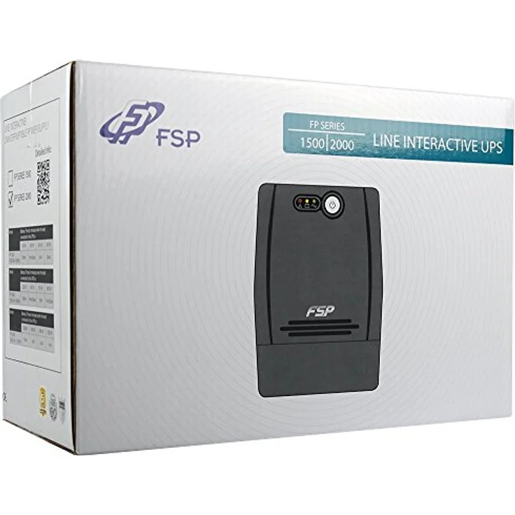 FSP Fortron FP 1500 Line-Interactive USV 1500 VA - 900 W, 4x Schuko, Eingang Spannungsumfang 162-290 VAC, 60-50 Hz (auto sensing), simulierte Sinuskurve, Kaltstartfunktion, Ton Alarm, schwarz – Bild 4