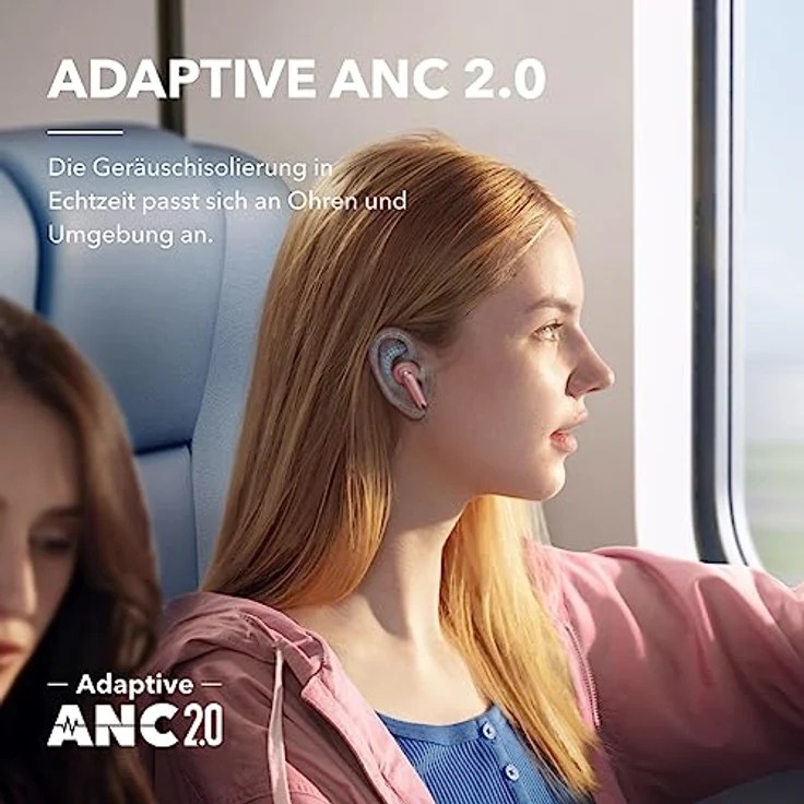soundcore by Anker Liberty 4 NC Kabellose Earbuds mit Geräuschunterdrückung, 98,5% Noise Cancelling, Adaptive Geräuschunterdrückung für Ohren und Umgebung, Hi-Res Sound, 50H Wiedergabe (Rosa) – Bild 3