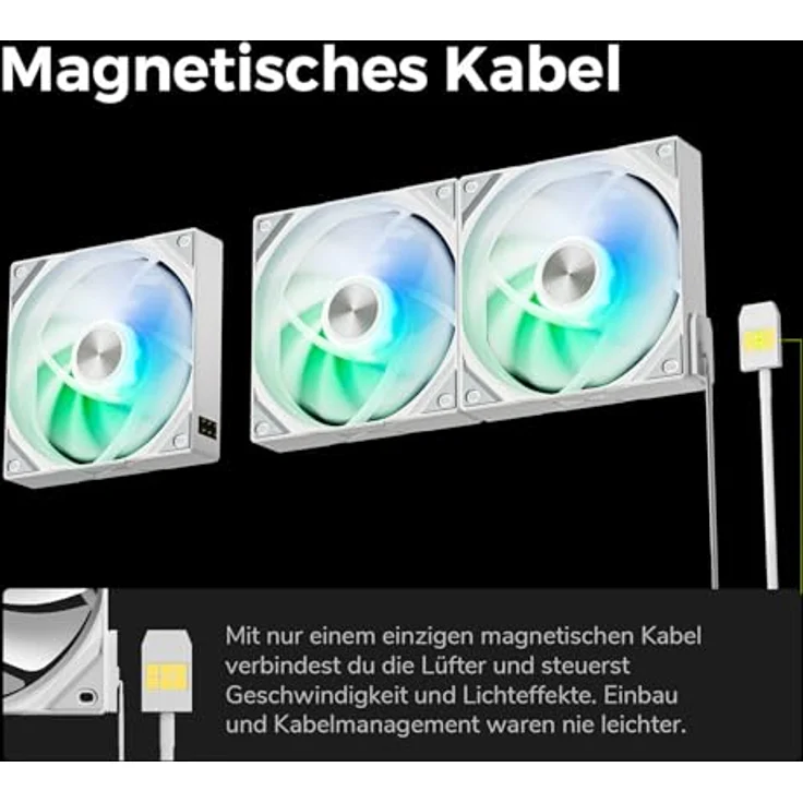 TRYX ROTA SL ARGB Reverse Lüfter, 3er-Pack 120mm mit FDB-Lager und magnetischem Kabel, weiß – Bild 6