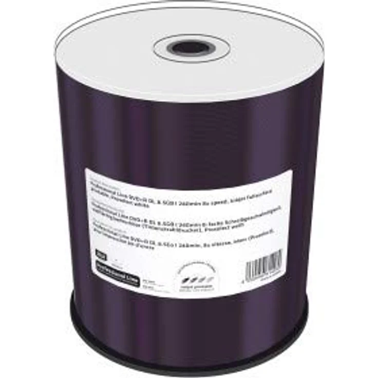 MediaRange DVD+R Double Layer, 8.5GB, 240min, 8-fache Schreibgeschwindigkeit, vollflächig bedruckbar, weiß, 100er Cakebox – Bild 1