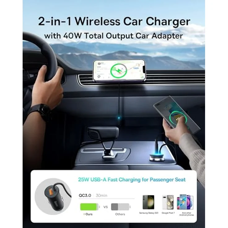 Baseus CW01, Universell Magnetisch Auto-Ladegerät 40W, Schwarz – Bild 7