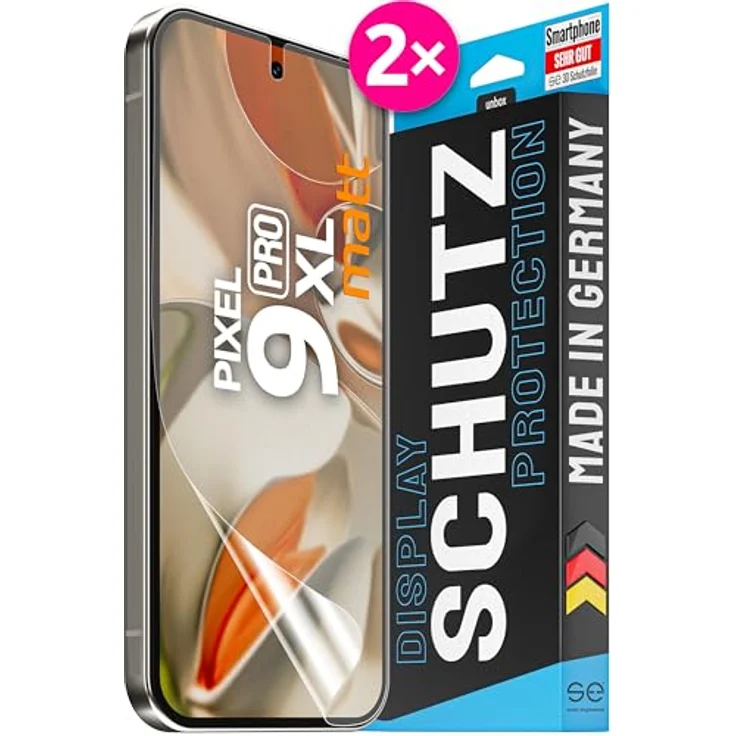 smart engineered 2X se® 3D SCHUTZFOLIE Entspiegelt für Google Pixel 9 Pro XL, Anti-Staub, 100% Fingerabdruck & FaceID kompatibel, blasenfreie Installation, Ultra-Klar, Stoß-Kratzfest, Made in Germany – Bild 1