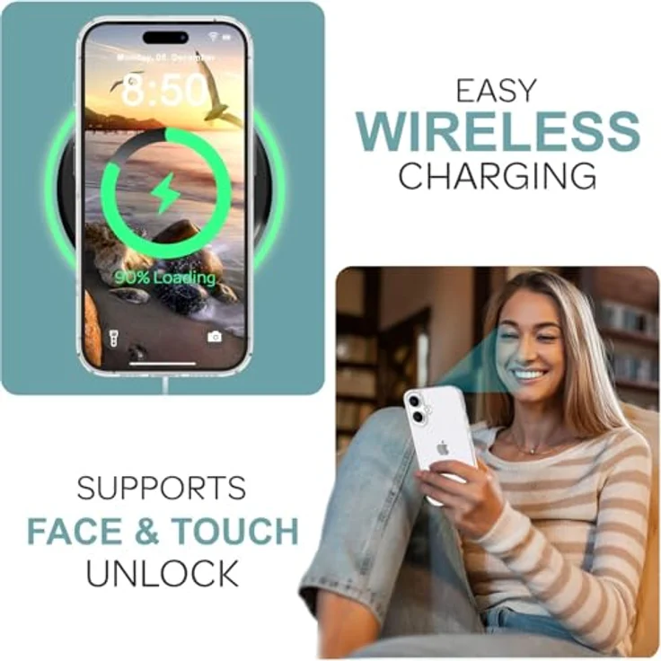 Nalia Klare 360 Grad Hülle für Apple iPhone 16, Transparentes Gehäuse mit vollem Rundumschutz und kabellosem Laden – Bild 5
