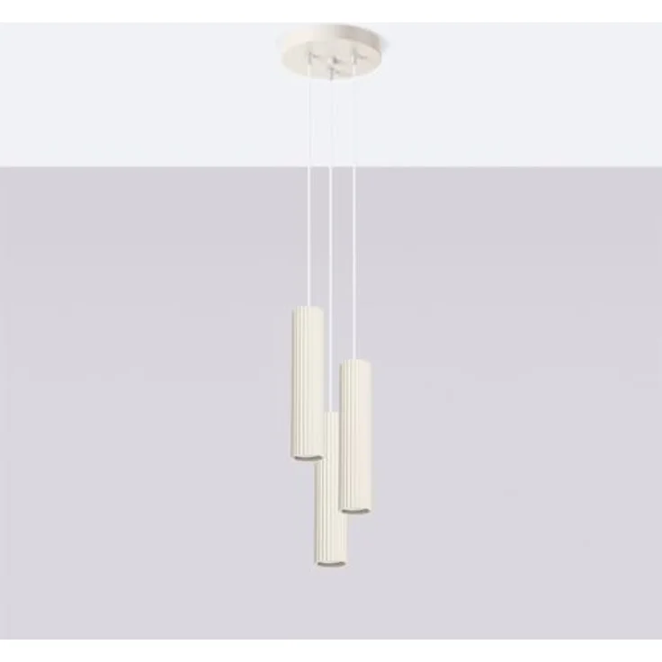SOLLUX lighting Hängelampe Pendelleuchte Aluminium 3 Flammig 19,5 x 19,5 x 108 cm Karbon Beige – Bild 3