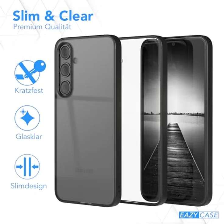 EAZY CASE Clear Hybrid Bumper Hülle kompatibel mit Samsung Galaxy S24 Plus, Ultra Aufprallschutz, Stoßfest, Kratzfest, dünne Schutzhülle mit Kameraschutz, Schwarz – Bild 5