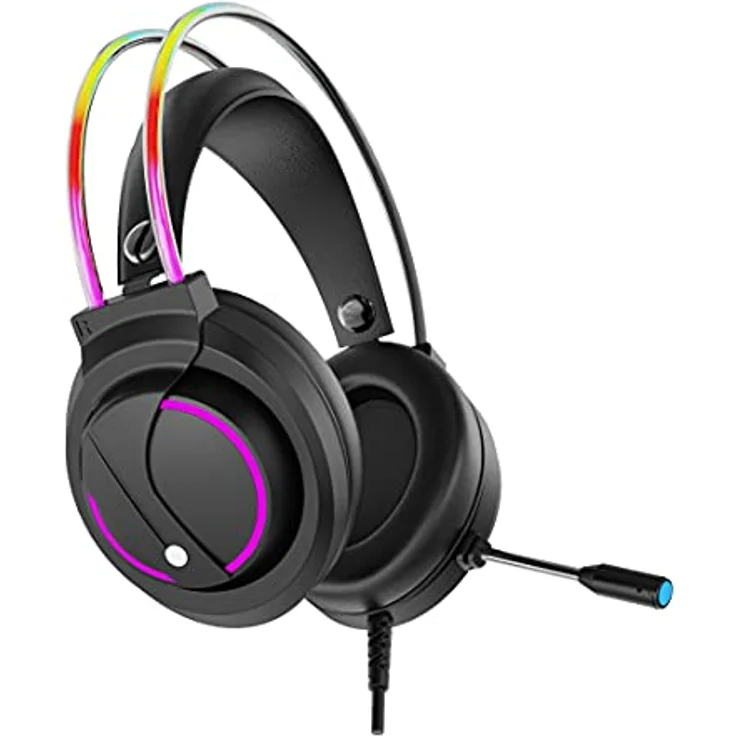Hyrican Striker Halo ST-GH707 Headset, schwarz, RGB-Beleuchtung, USB, 3,5 mm Klinke, Over Ear – Bild 4