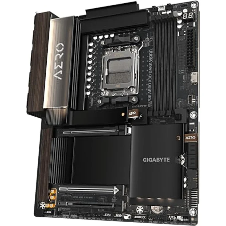 GIGABYTE X870E AERO X3D DARK WOOD Mainboard – ATX, unterstützt AMD Ryzen 9000 CPUs, digitales 16+2+2-Phasen-VRM, bis zu 9000 Hz DDR5 (OC), 2× PCIe 5.0, Wi-Fi 7, 5-GbE-LAN, USB 4 – Bild 4