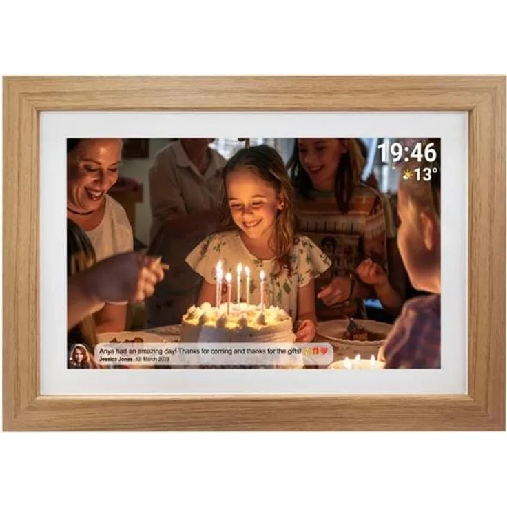 Denver Frameo PFF-1543LW 39,6cm (15,6") Digitaler Bilderrahmen, Braun, Wi-Fi, Touchscreen, 16GB Flash-Speicher