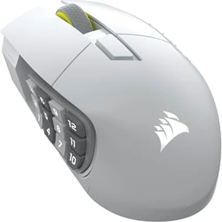 Corsair Scimitar Elite Wireless SE MMO Gaming Maus – 33.000 DPI, 16 programmierbare Tasten, Einstellbarer Key Slider™, bis zu 150 Std. Akku – Weiß