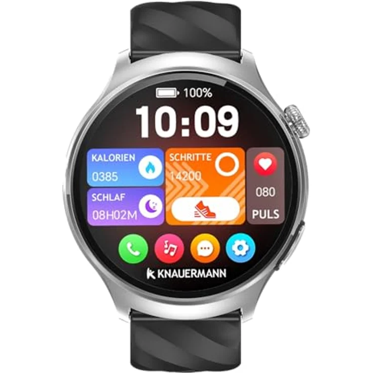 Knauermann PRO 4 (2026) Smartwatch, 47 mm mit Anruf- und SOS-Funktion, Silber, 30 Tage Akkulaufzeit, 75 Sportarten, Gesundheitsmonitoring – Bild 7