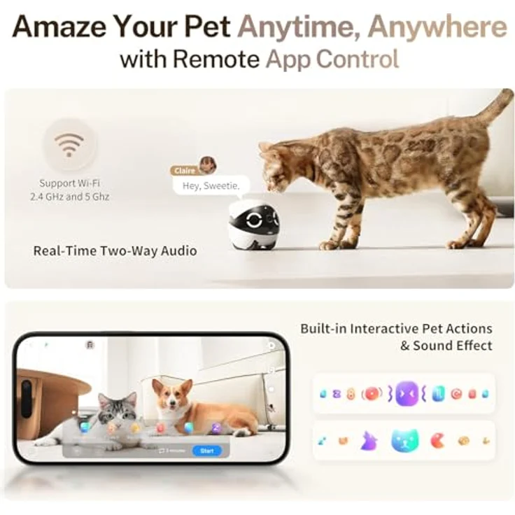 Enabot Smart Home Kamera Rola Mini - Mobiler Heimtierroboter (Innenbereich) mit 2K Ultra-Clear Kamera und langer Akkulaufzeit – Bild 7