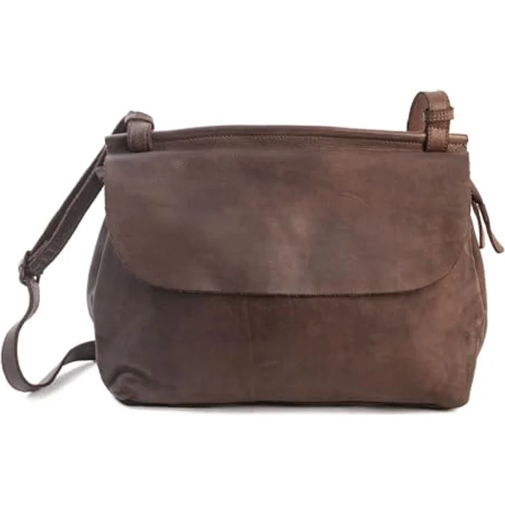 Harold's Beuteltasche Submarine Shoulderbag flap L, hochwertige Laptop-Tasche aus pflanzlich gegerbtem Rindleder, braun, mit verstellbarem Schultergurt – Bild 2