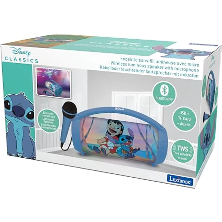 Lexibook Disney Bluetooth-Lautsprecher, leuchtend blau, kabellos mit Mikrofon und TWS-Funktion, für Kinder ab 5 Jahren – Bild 4