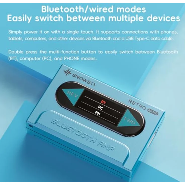 FiiO Snowsky Retro Nano, Kompakter Kopfhörerverstärker mit 32-Bit/384 kHz Unterstützung, Blau – Bild 5