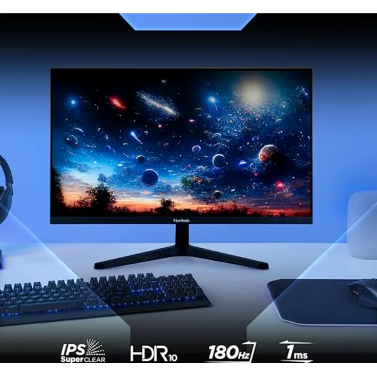 ViewSonic VX27G1-HD Gaming Monitor 27 Zoll, FHD 1920p x 1080p, 180 Hz, 1 ms MPRT, G-Sync kompatibel, flimmerfrei, IPS-Panel, HDMI 2.0 x2, DisplayPort – Bild 2