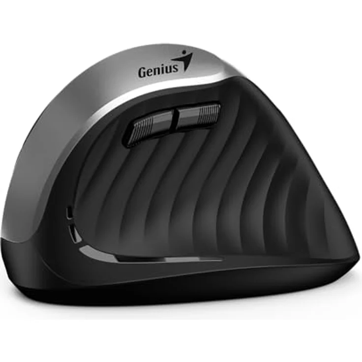 Genius Ergo 8250S, Ergonomische kabellose USB-Maus mit optischem Sensor und 1600 dpi, schwarz-silber – Bild 5
