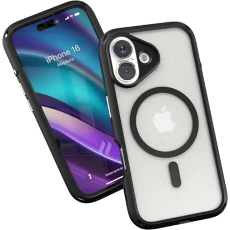 Catalyst Influence Case compatible with Magsafe iPhone 16 Stealth Black - Kostenlose Anti-Drop-Schnur, 3m/10ft Sturzschutz, +30 % lauteren Klang, drehbarer Stummschalter, rutschfester Griff und erhöhte Kanten, ultradünnes Design mit MagSafe, fingerabdruckfreier, transparenter Rücken – Bild 1