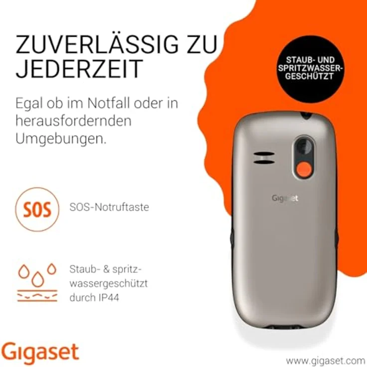 Gigaset GL395 2G Smartphone mit 2,2" TFT-Display, 0,3 MP Kamera, IP44, Single SIM, Titanium Silver – Bild 3