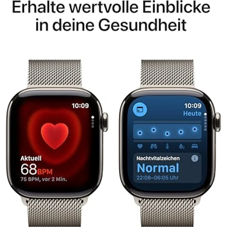 Apple Watch Series 11 Cellular, 42 mm, Titangehäuse Natur, Milanaise Armband Natur - S/M – Bild 4