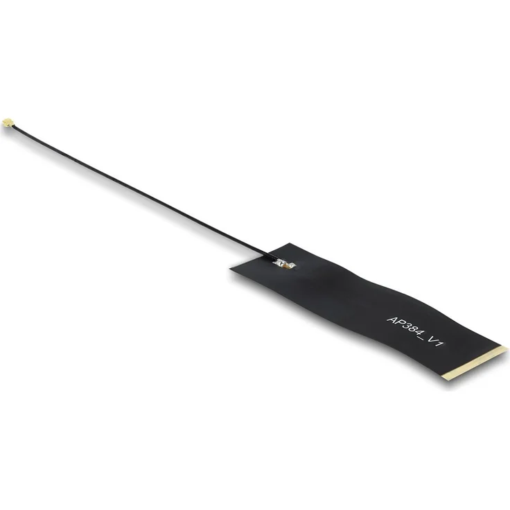 Delock LoRa WLAN-Antenne, 863 - 928 MHz, selbstklebend, FPC, I-PEX Inc., MHF 4 Stecker, 1.68 dBi, innen, Schwarz
