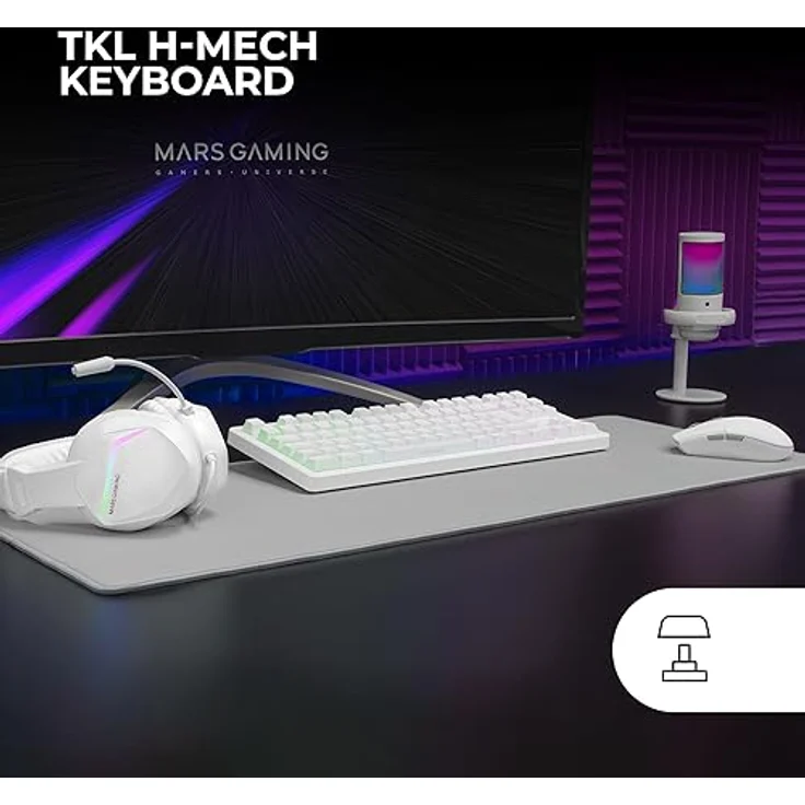 Mars Gaming MCP-RGB3, Gaming-Set mit RGB-Tastatur, RGB-Maus 3200 DPI, Over-Ear Headset und XXL-Mousepad, Weiß, Französische Sprache – Bild 3