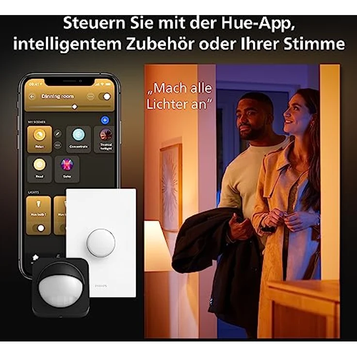 Philips Hue White & Color Ambiance Surimu Panel, 30x30 cm, dimmbar, bis zu 16 Mio. Farben, steuerbar via App, kompatibel mit Amazon Alexa (Echo, Echo Dot) – Bild 5