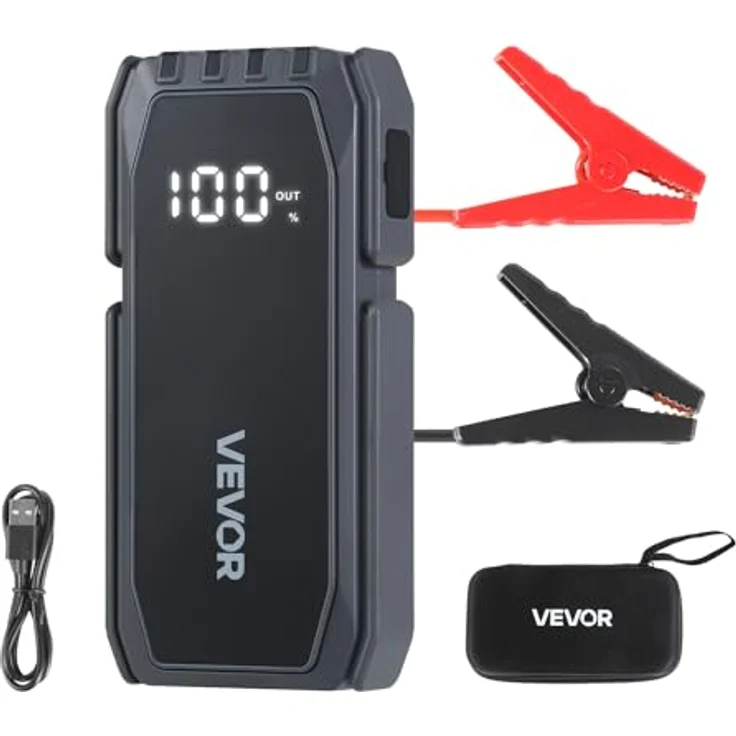 VEVOR Starthilfe Powerbank CP-F78, 1500A Spitzenstrom, LED-Taschenlampe, 10.000 mAh, für 6L Benzin/4L Diesel, tragbarer Booster mit Schnellladung & 12 Sicherheitsschutzfunktionen – Bild 1