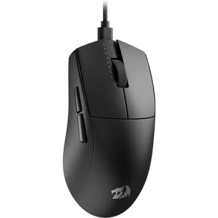 Redragon M724-1K K1NG, ultraleichte kabelgebundene Gaming-Maus mit 12000 DPI und 6 programmierbaren Tasten, schwarz