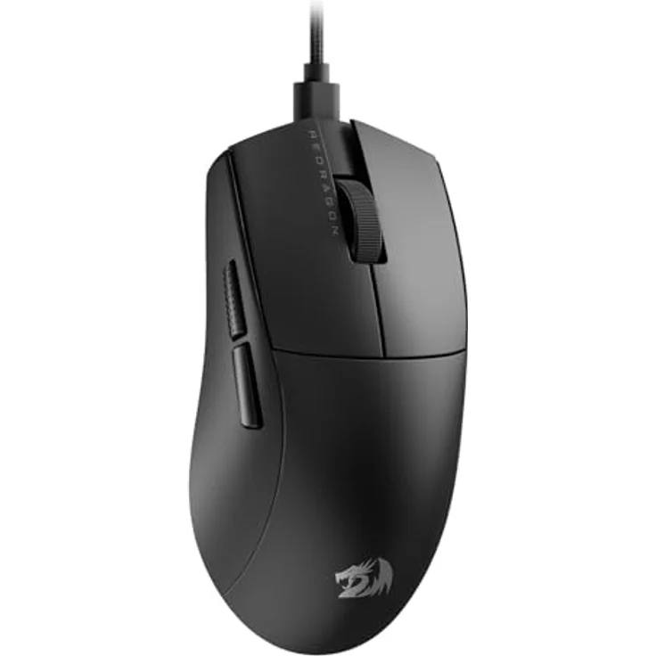 Redragon M724-1K K1NG, ultraleichte kabelgebundene Gaming-Maus mit 12000 DPI und 6 programmierbaren Tasten, schwarz – Bild 1