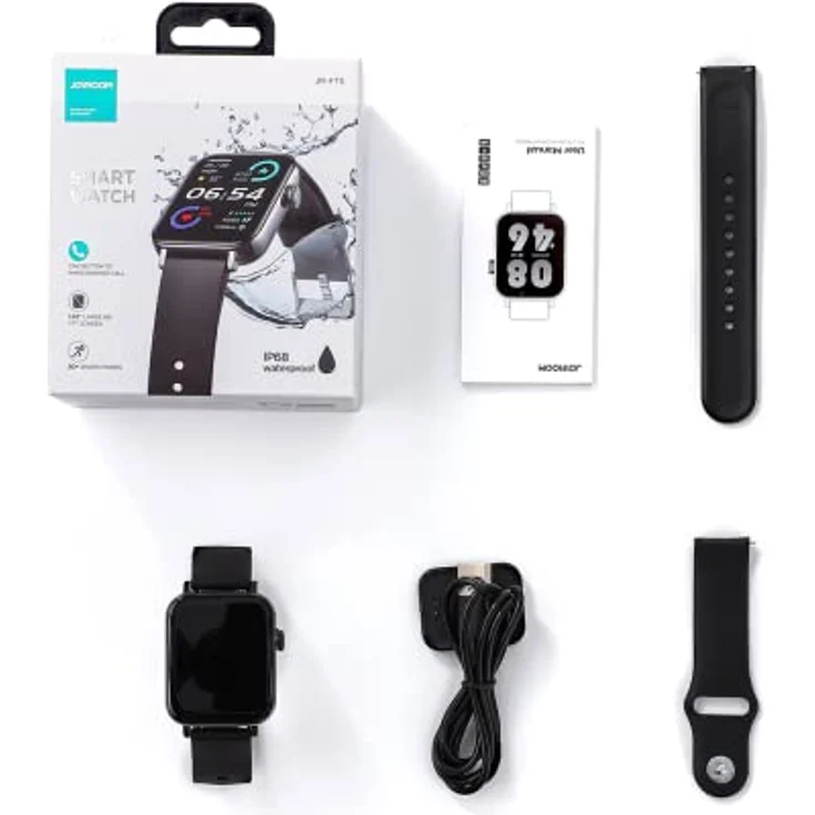 Joyroom Fit-Life Series (Polycarbonat, One Size), Sportuhr + Smartwatch mit Herzfrequenzmessung, Blut Sauerstoffmessung und über 80 Sportmodi, wasserdicht (IP68), Schwarz – Bild 3