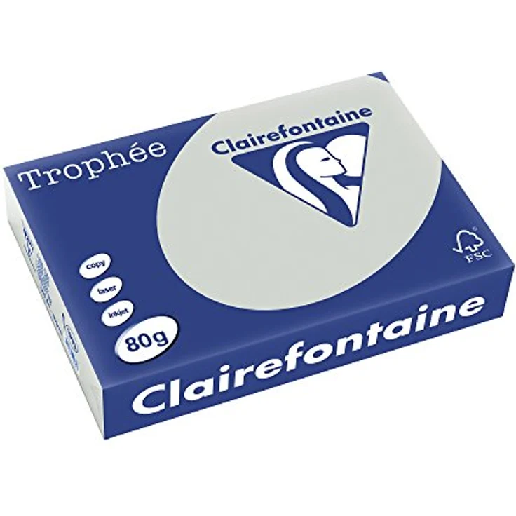 Clairefontaine 1993C Druckerpapier Trophée (80g, DIN A4 (21 x 29,7 cm), für alle Laserdrucker, Kopierer und Tintenstrahldrucker) 1 Ries stahlgrau – Bild 2