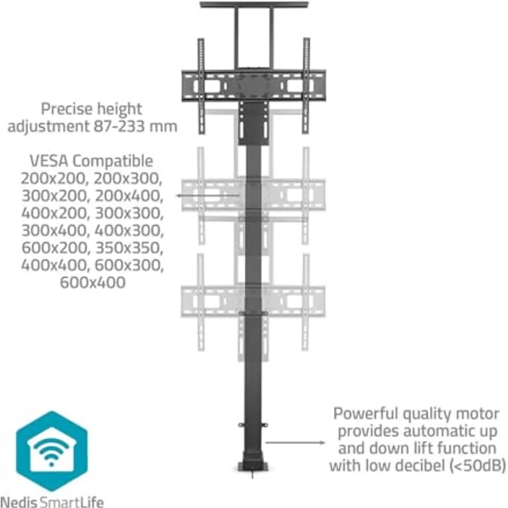 NEDIS Motorisierter TV-Ständer - 37-80" - Ferngesteuert - Schwarz – Bild 5