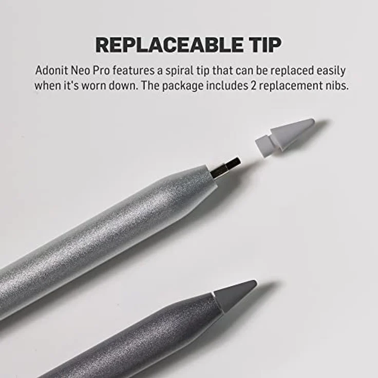 adonit Neo Pro Stylus Apple iPad Eingabestift mit magnetischer Befestigung [Kabelloses Laden am iPad, Extra Lange Akkulaufzeit, Handflächen-Erkennung, Austauschbare dünne Spitze] Space grau – Bild 5