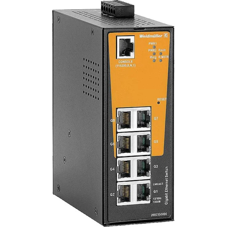 Weidmüller IE-SW-AL08M-8GT, Vollständig verwaltbarer PoE-Switch mit 8 Ports und 1000 Mbit/s Switching-Kapazität für industrielle Anwendungen