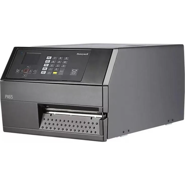 Honeywell PX65A Etikettendrucker, Ethernet, Rewinder + mit 300 dpi, Schwarz, 300 mm/s Druckgeschwindigkeit, robustes Metalldesign
