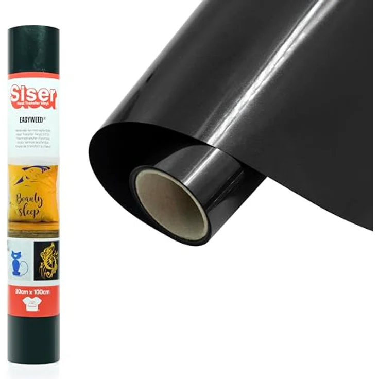 Siser Transferfolie, PVC-freie Folie für Cad-Cut Anwendungen, Schnittbreite 30 cm, Schwarz, hohe Waschbeständigkeit – Bild 1