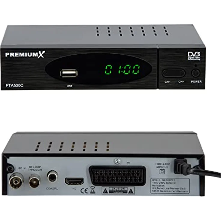 PremiumX FTA 530C DVB-C Kabel Receiver mit USB, HDMI, SCART und 1m Antennenkabel, weiß – Bild 7