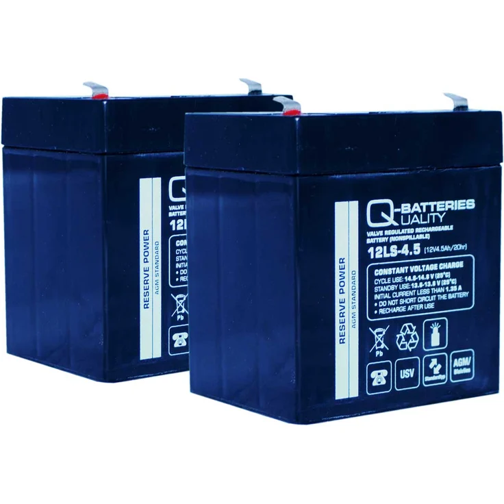 Quality Batteries Q-Batteries Ersatzakku für Treppenlifte und Patientenlifter 24V 4,5Ah (2 x12V), AGM Bleiakku, 4500mAh, 12V - Ersatzbatterie für Deckenlifter Maxi Sky 2 Plus 24V